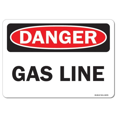 SIGNMISSION Safety Sign, OSHA Danger, 3.5" Height, 5" Width, Gas Line, Landscape OS-DS-D-35-L-19378